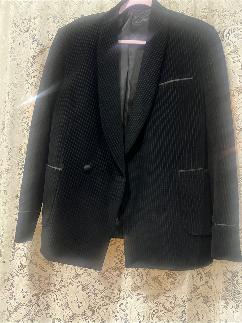 Topman Black Pinstripe Single-Button Blazer